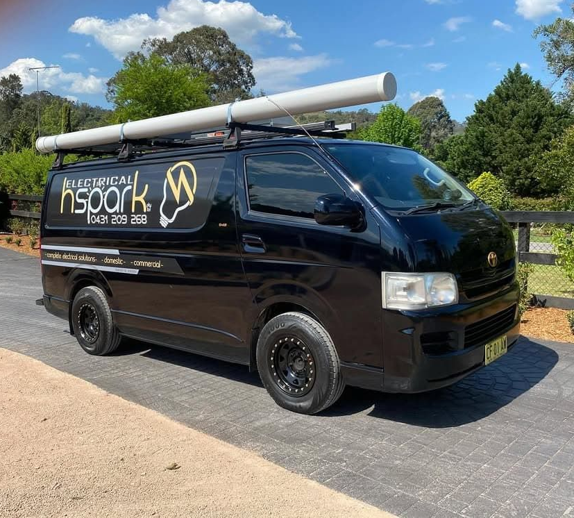 A black work van with 