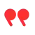 Red quotation marks icon on a white background