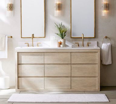 Bathroom remodel in Santa Fe NM with modern sink and wood vanity design