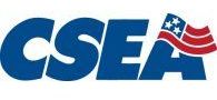 The logo for csea with an american flag on it.