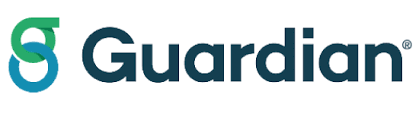 The logo for guardian is blue and green on a white background.