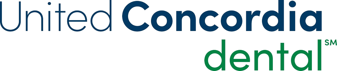 The logo for united concordia dental is blue and green