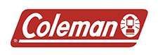 Coleman logo in white on a red rounded rectangle with a lantern icon