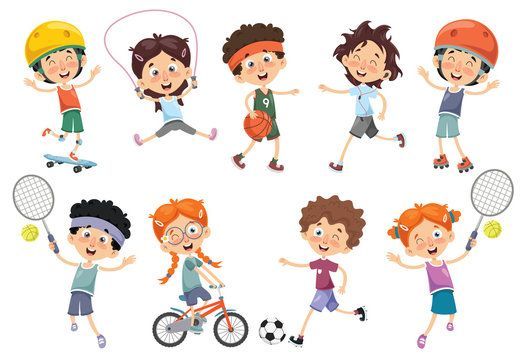 A group of children are playing different sports.
