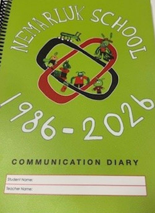 A student diary for the year 2023 with a name tag