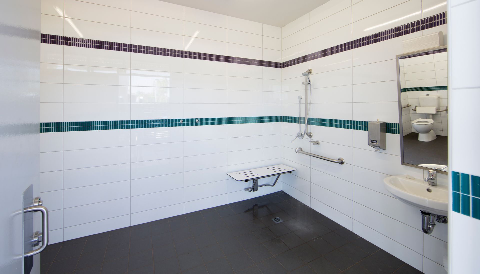 A bathroom with a sink , toilet and shower.