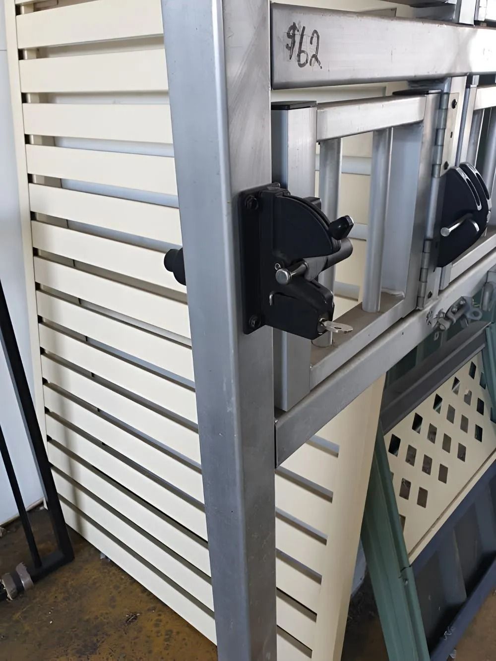 Metal Gate Section With Horizontal Slats and Black Latch — Metal Fencing Supplies In Taree, NSW