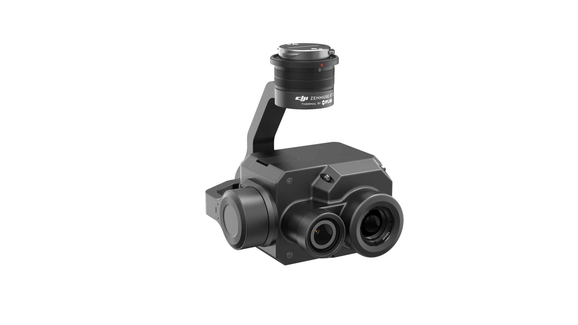 Close-up of a camera on a white background, highlighting its sleek design and features.