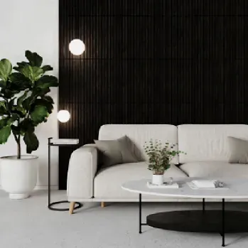 Modern Living Room With a White Sofa, Marble Coffee Table — BLB Flooring Solutions in Central Coast, NSW