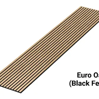 Wood Slat Panel With Black Felt Backing, Labelled 