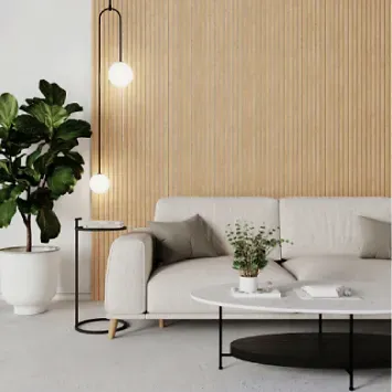 Euro Oak Slat Wall Panel With Light Felt Backing — BLB Flooring Solutions in Central Coast, NSW
