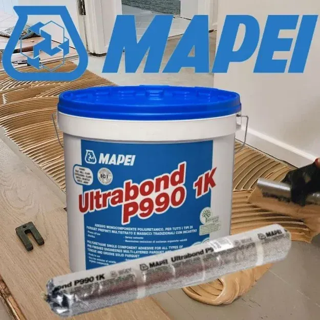 A Blue and White Bucket of Mapei Ultrabond P990 1k — BLB Flooring Solutions in Central Coast, NSW