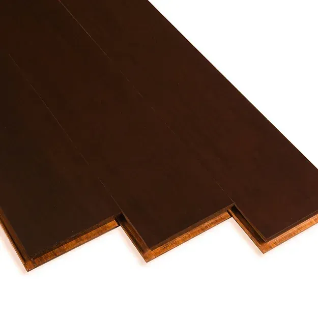 A Close Up of a Dark Brown Wooden Floor — BLB Flooring Solutions in Central Coast, NSW