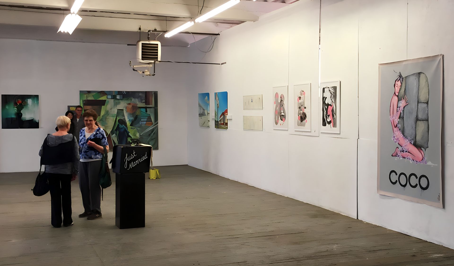 Large open space with wall art