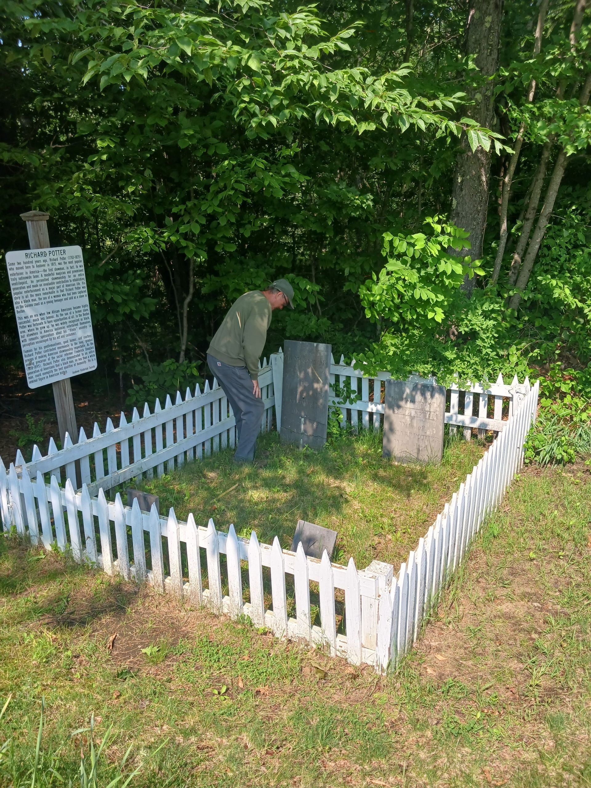 John Lord looking at Potter gravestone