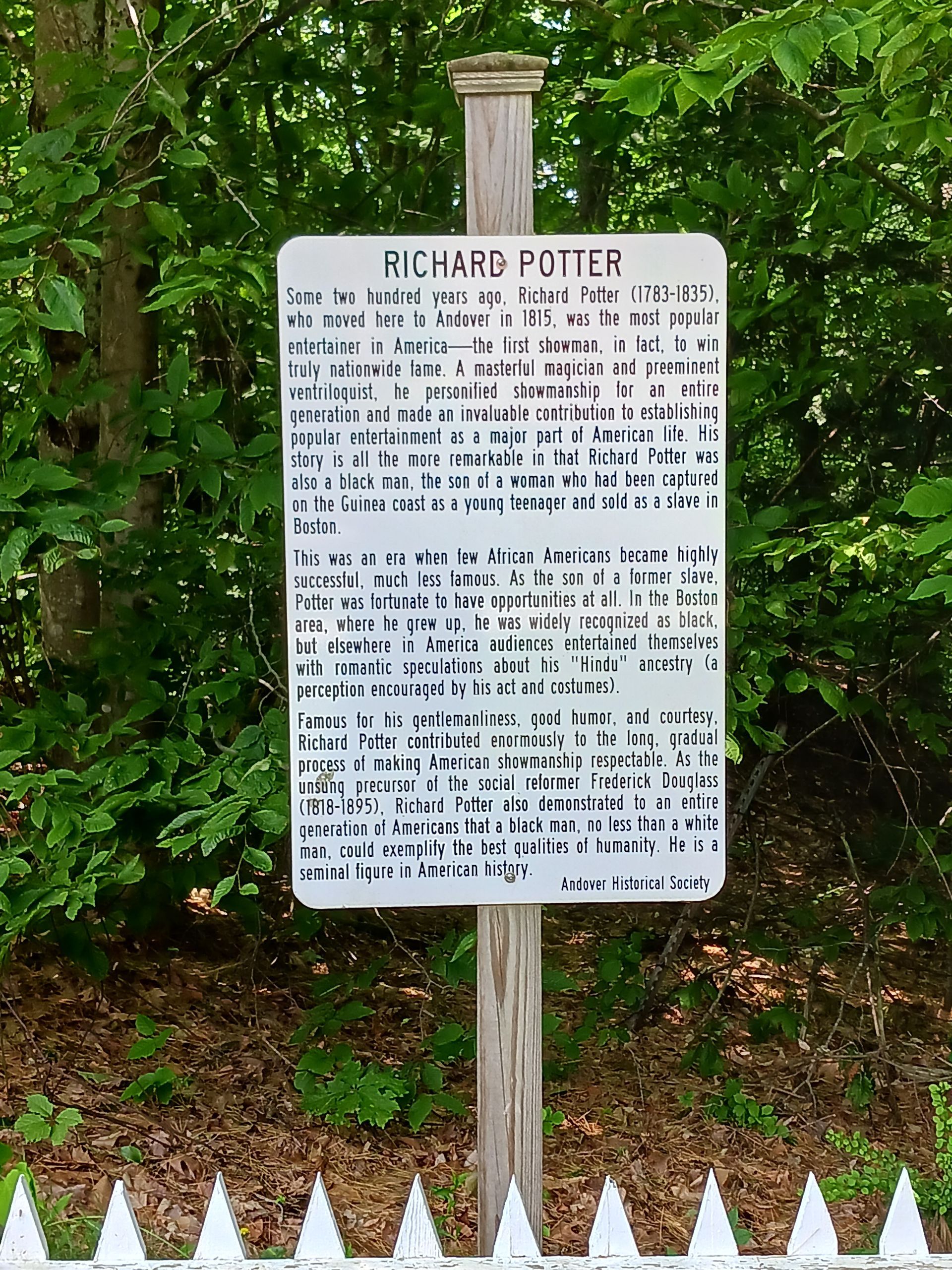Richard Potter Burial Site Sign
