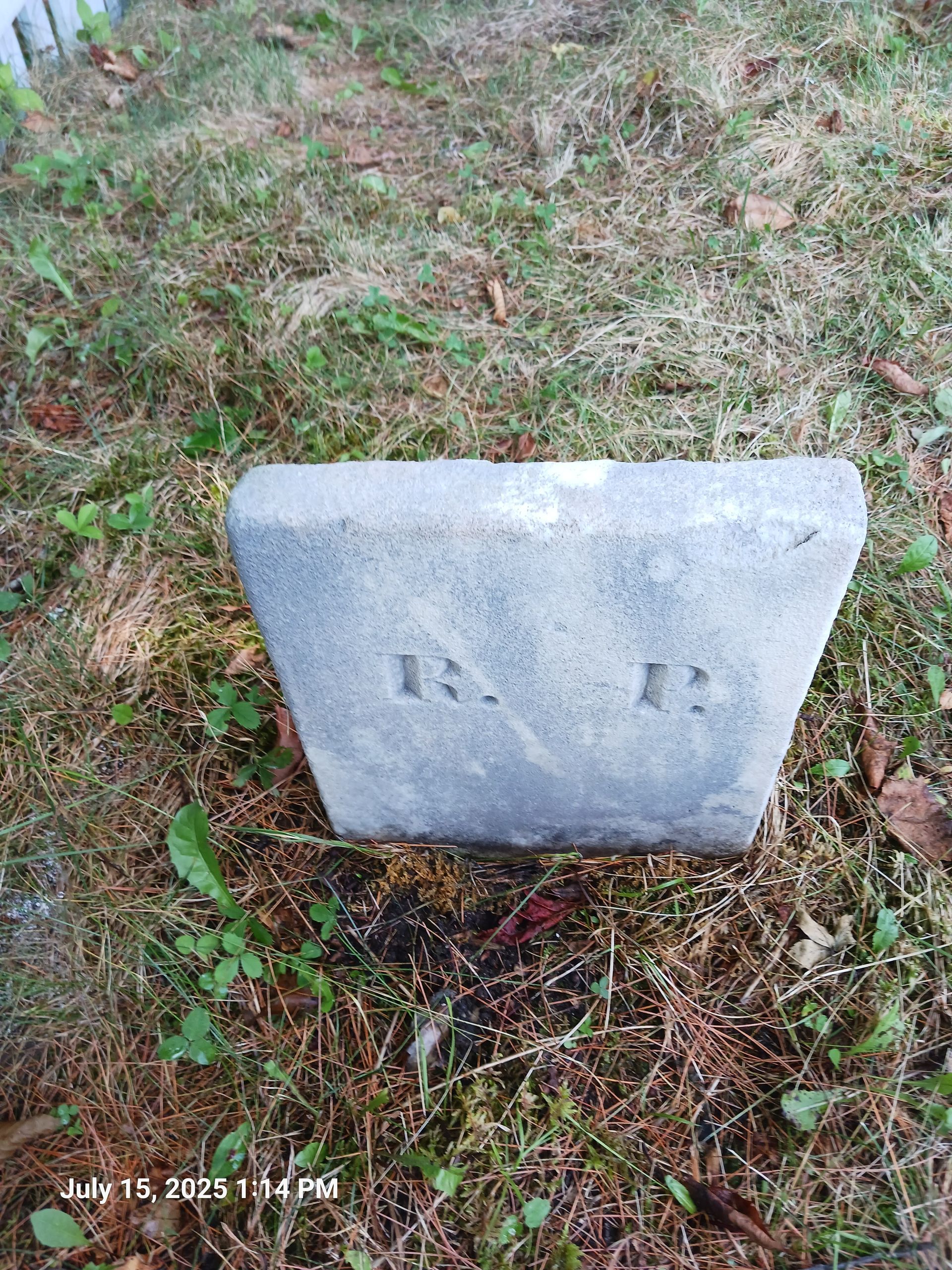 Richard Potter footstone 1 month after cleaning
