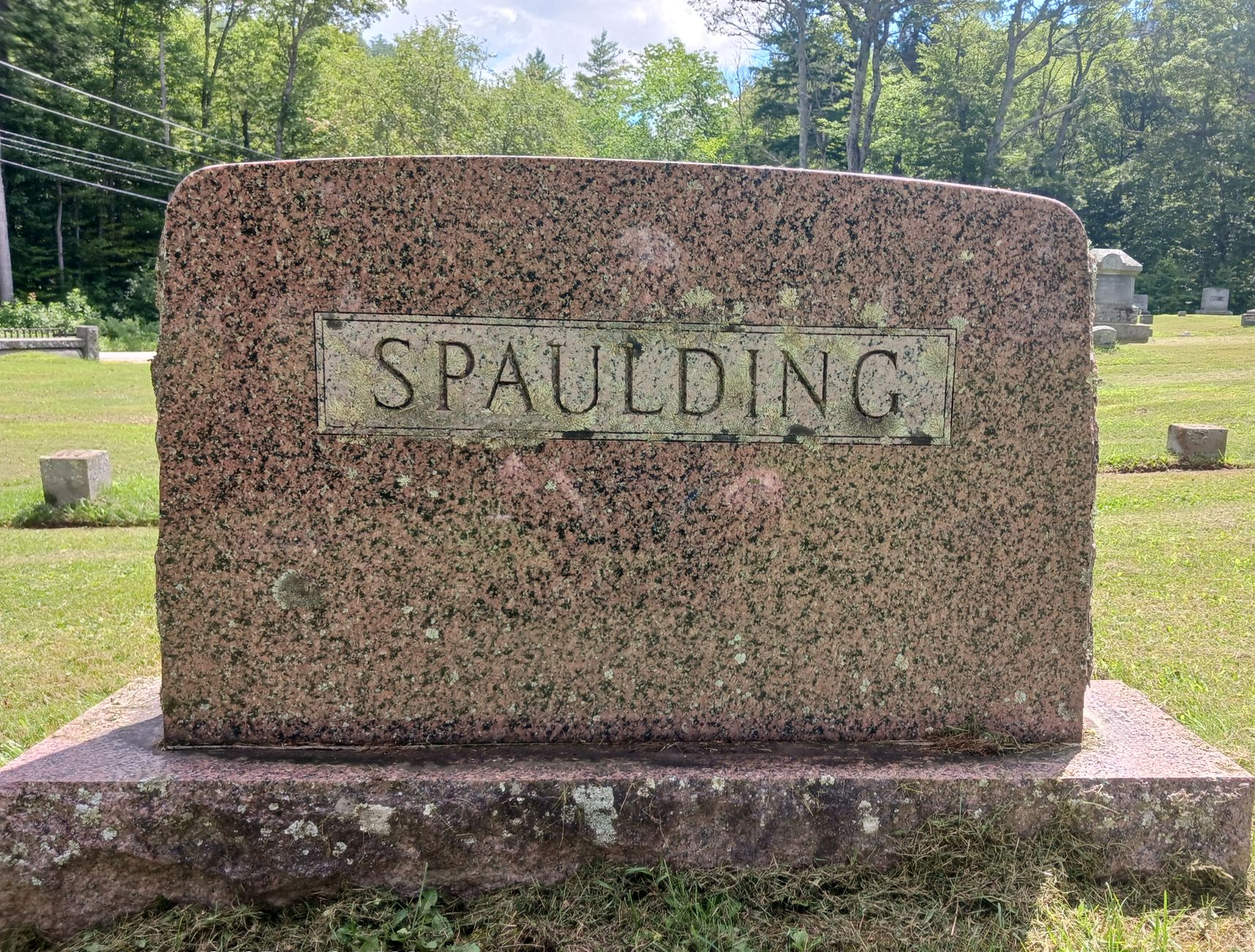 Spaulding family headstone at Highland South Cemetery in Rumney
