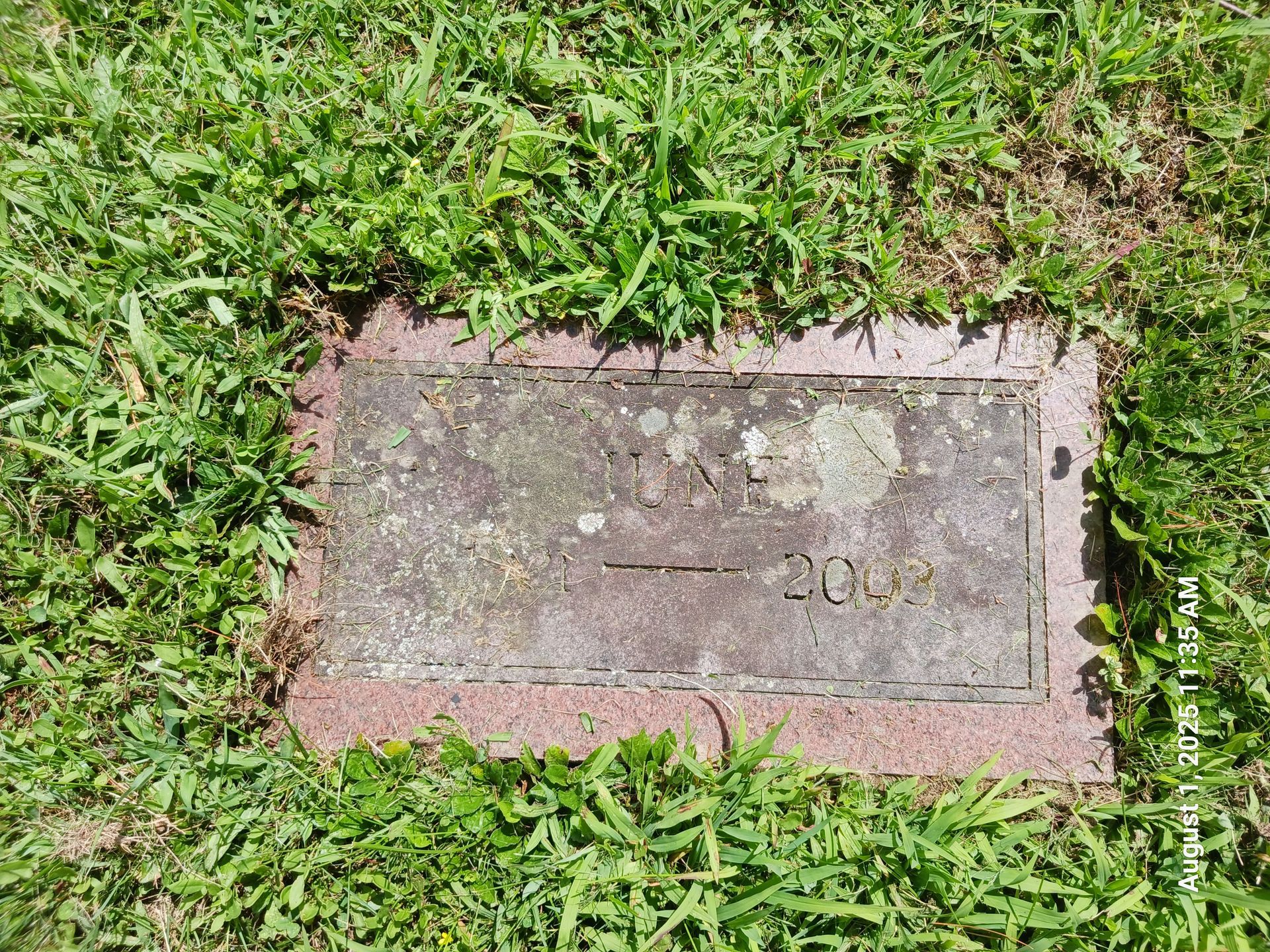 June Spaulding footstone at Highland South Cemetery in Rumney