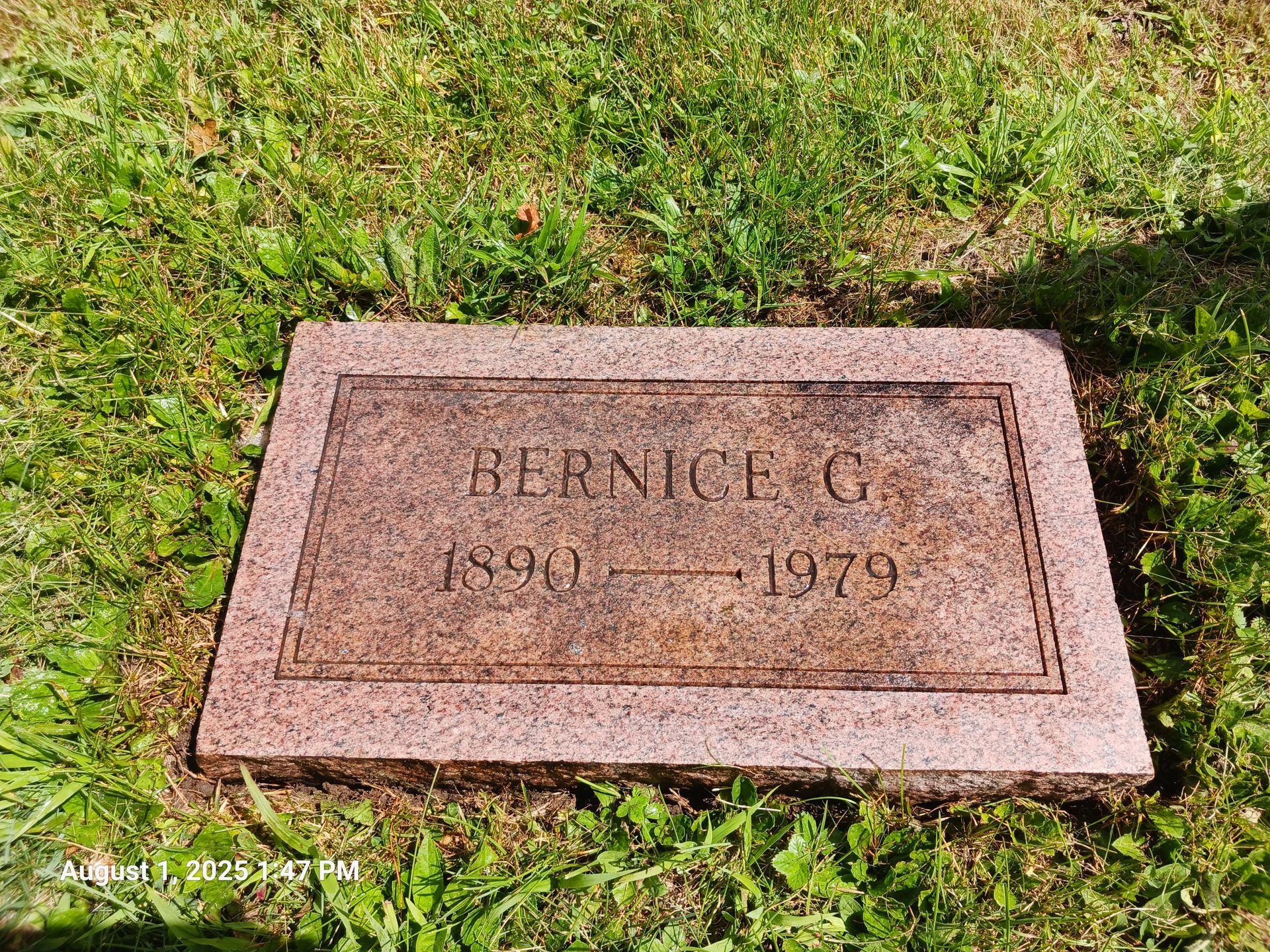 Bernice Spaulding footstone at Highland South Cemetery in Rumney