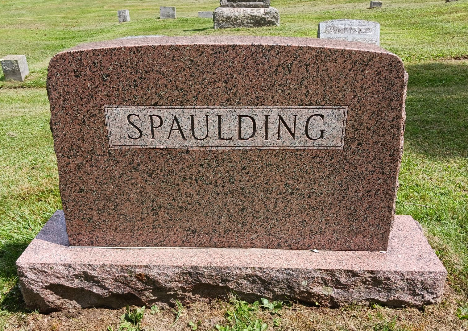 Spaulding family headstone at Highland South Cemetery in Rumney
