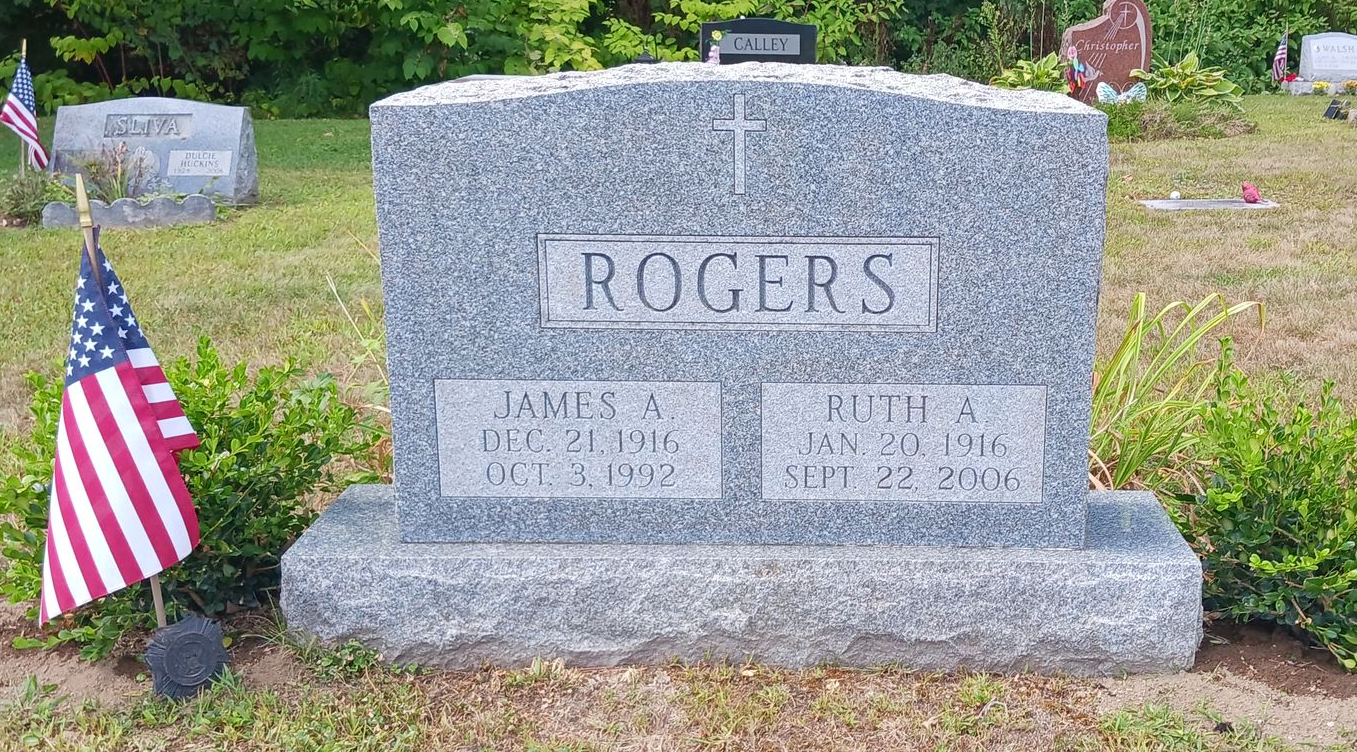 Rogers gravestone at Blossom Hill Cemetery in Concord after cleaning