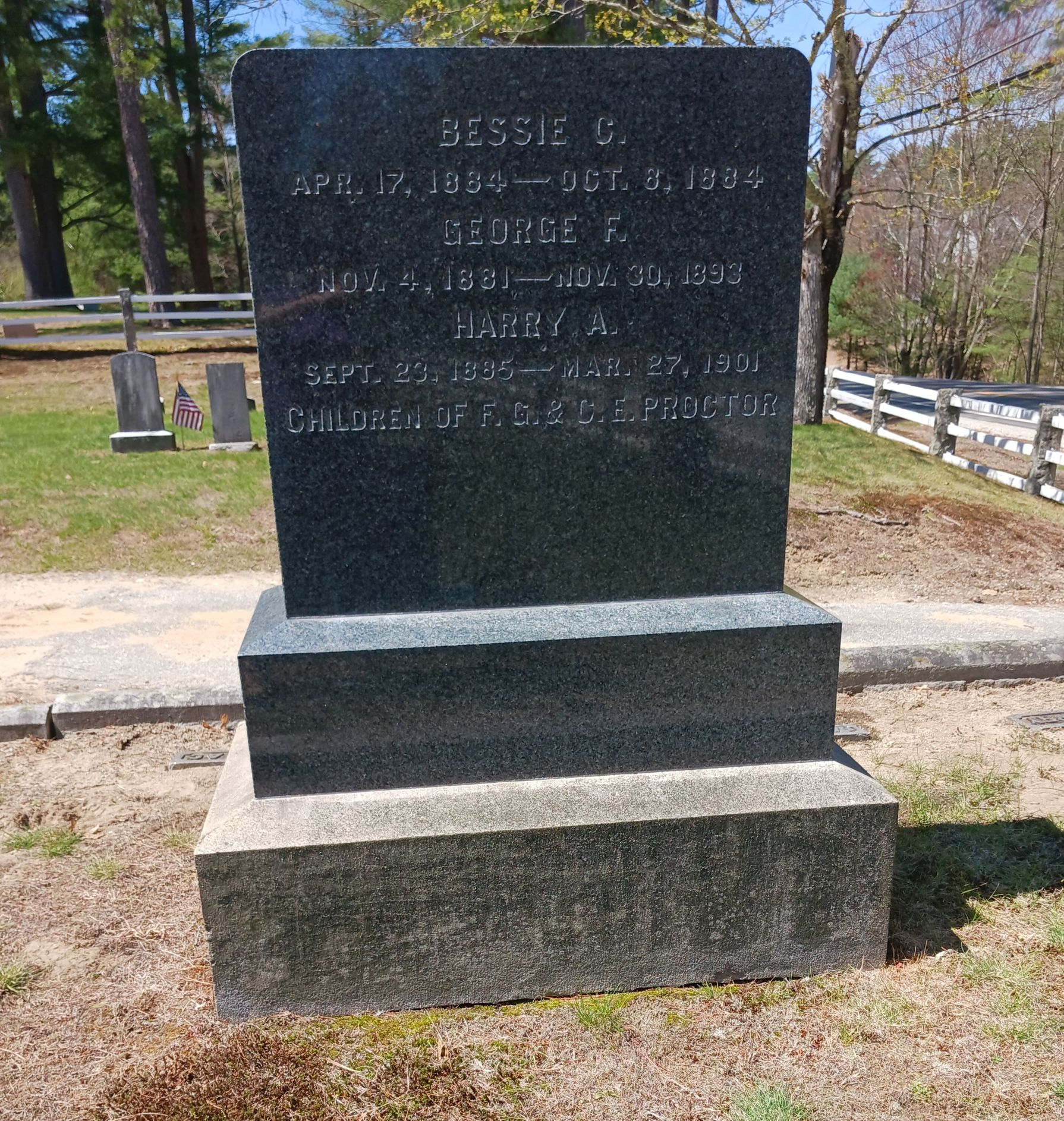 Backside of Proctor family monument
