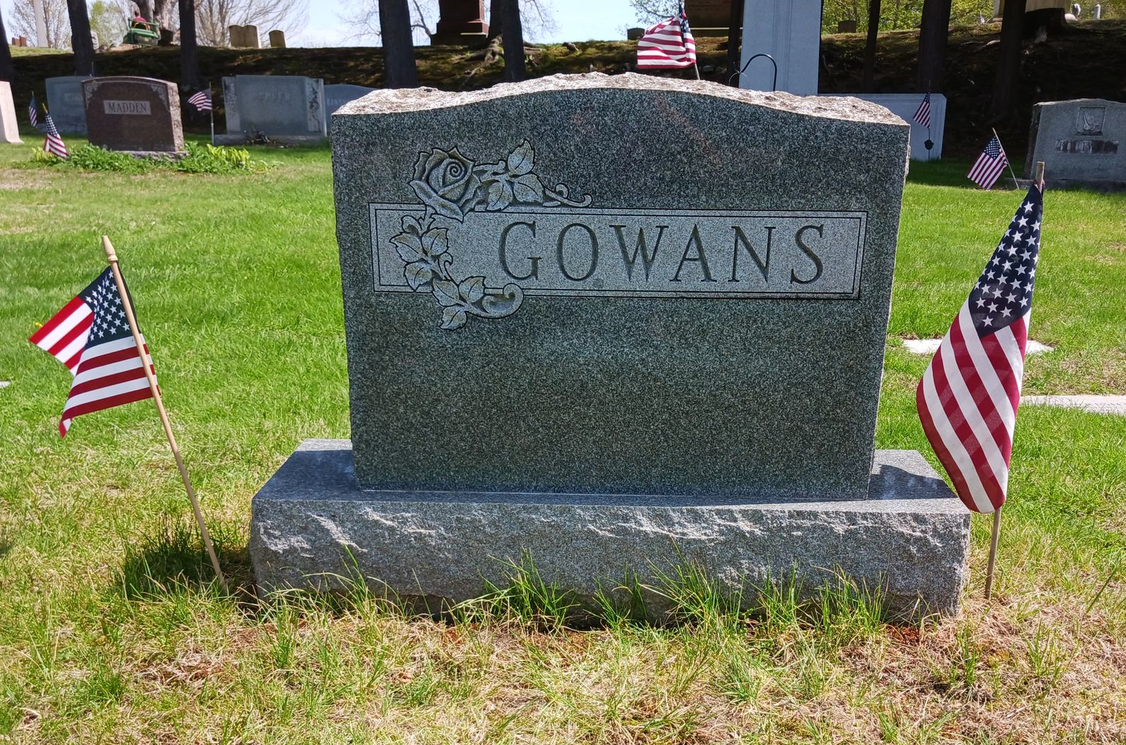 Gowans headstone after being cleaned