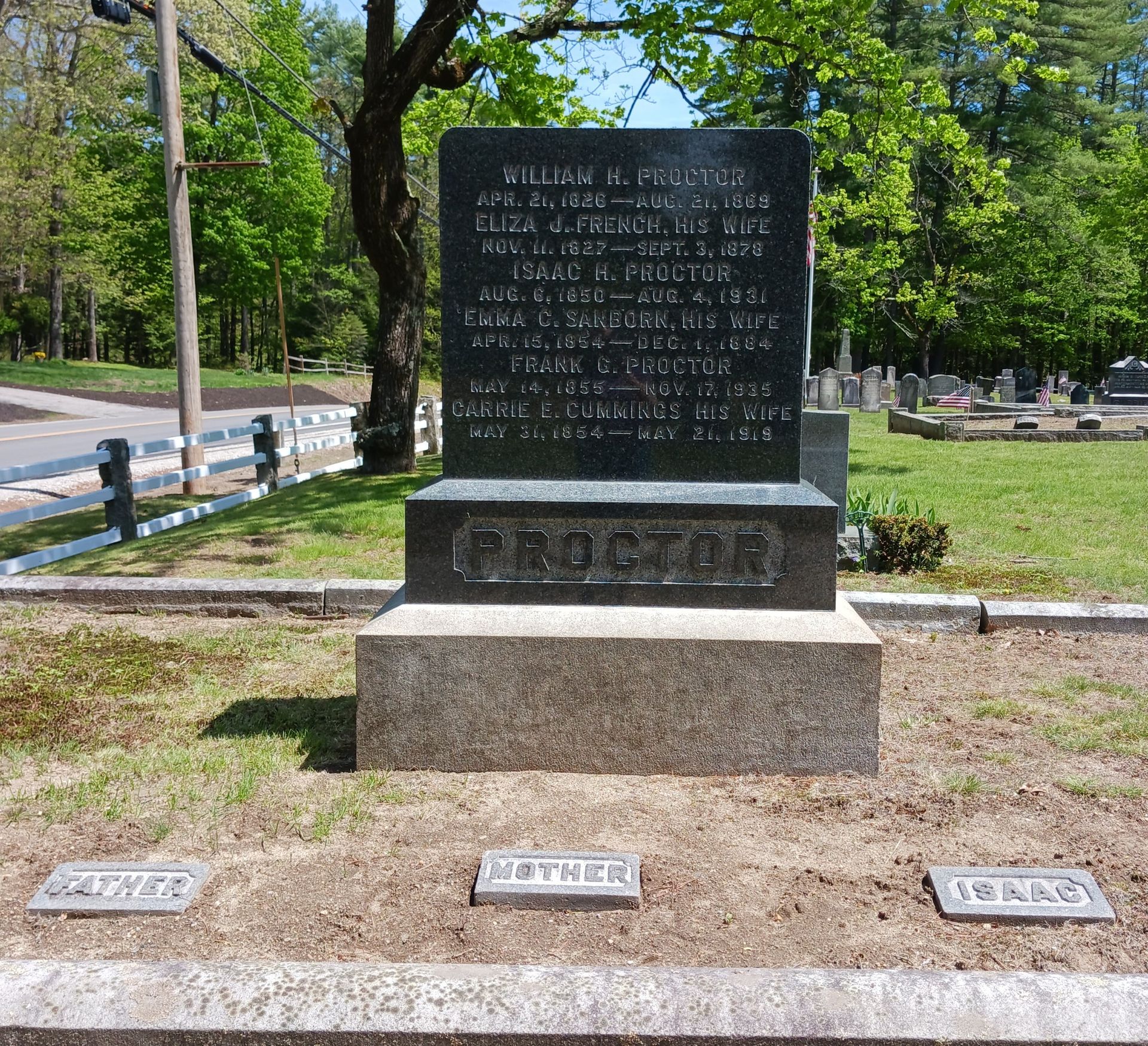 Cleaned Proctor family monument