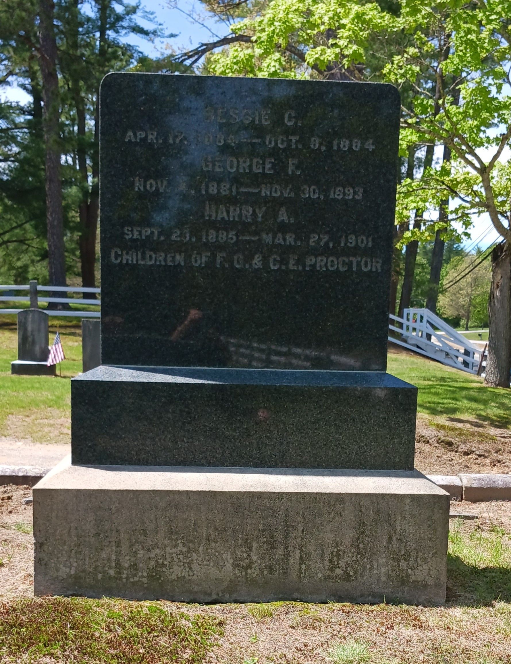 Backside of Proctor family monument
