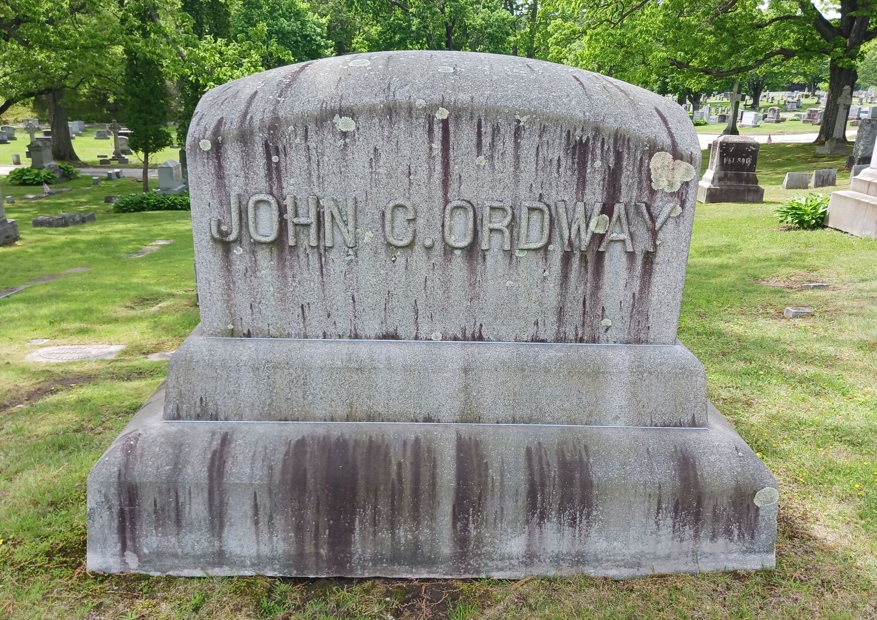 Close up of very large granite monument