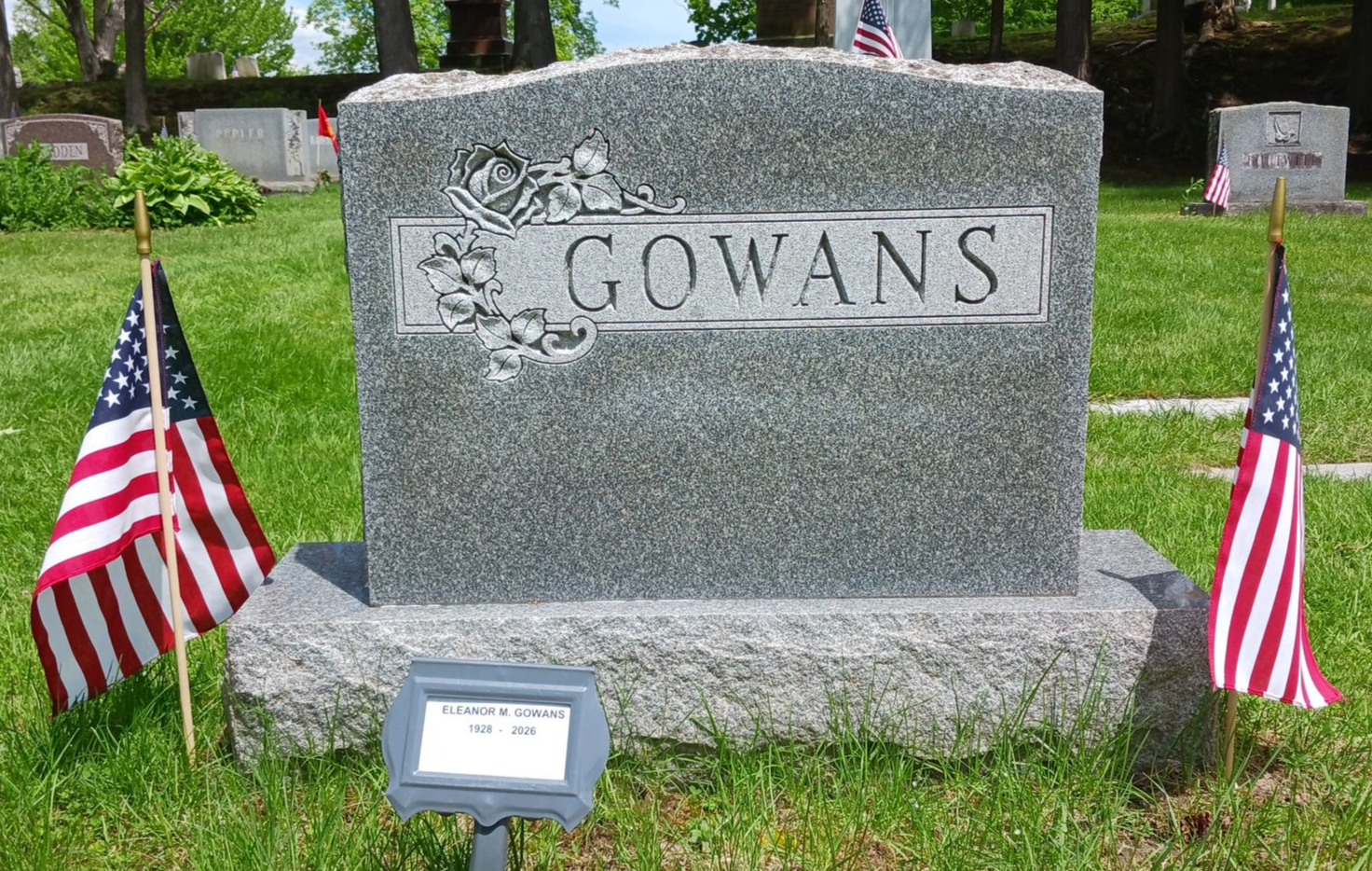 Gowans family headstone after cleaning 
