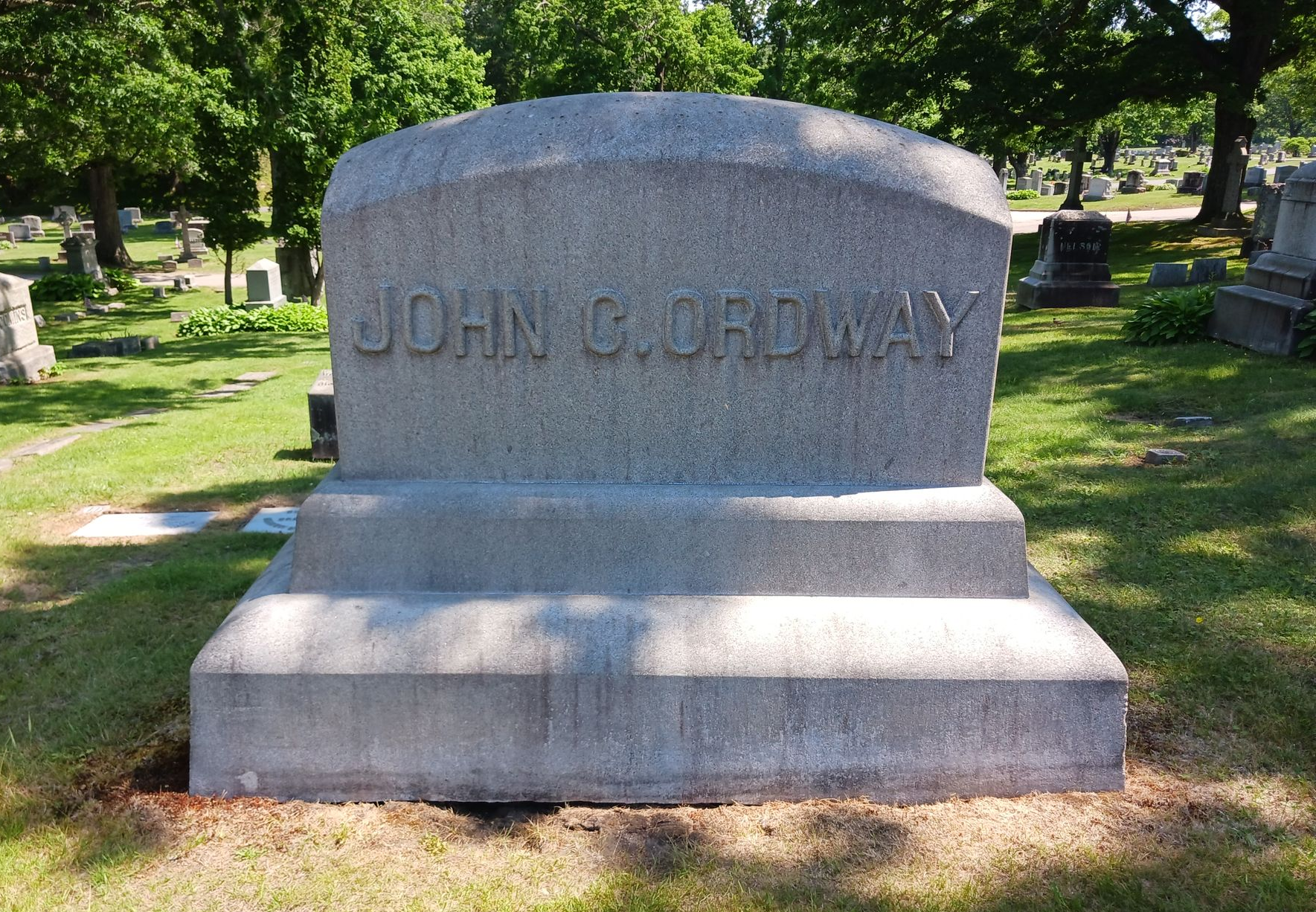 very large granite monument after being cleaned