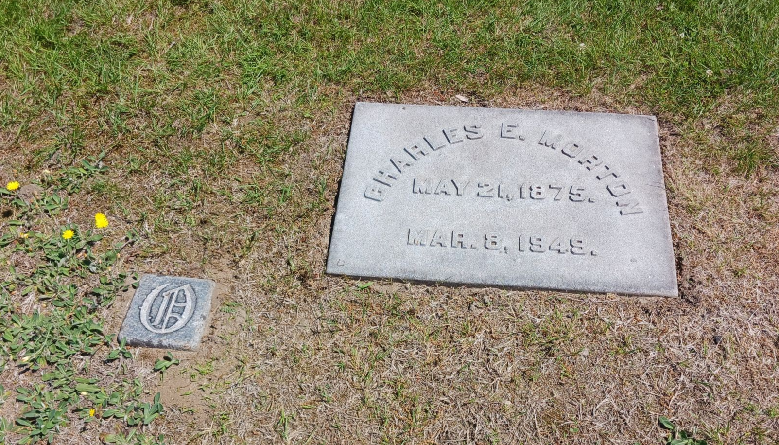 Cleaned granite footstone and corner marker