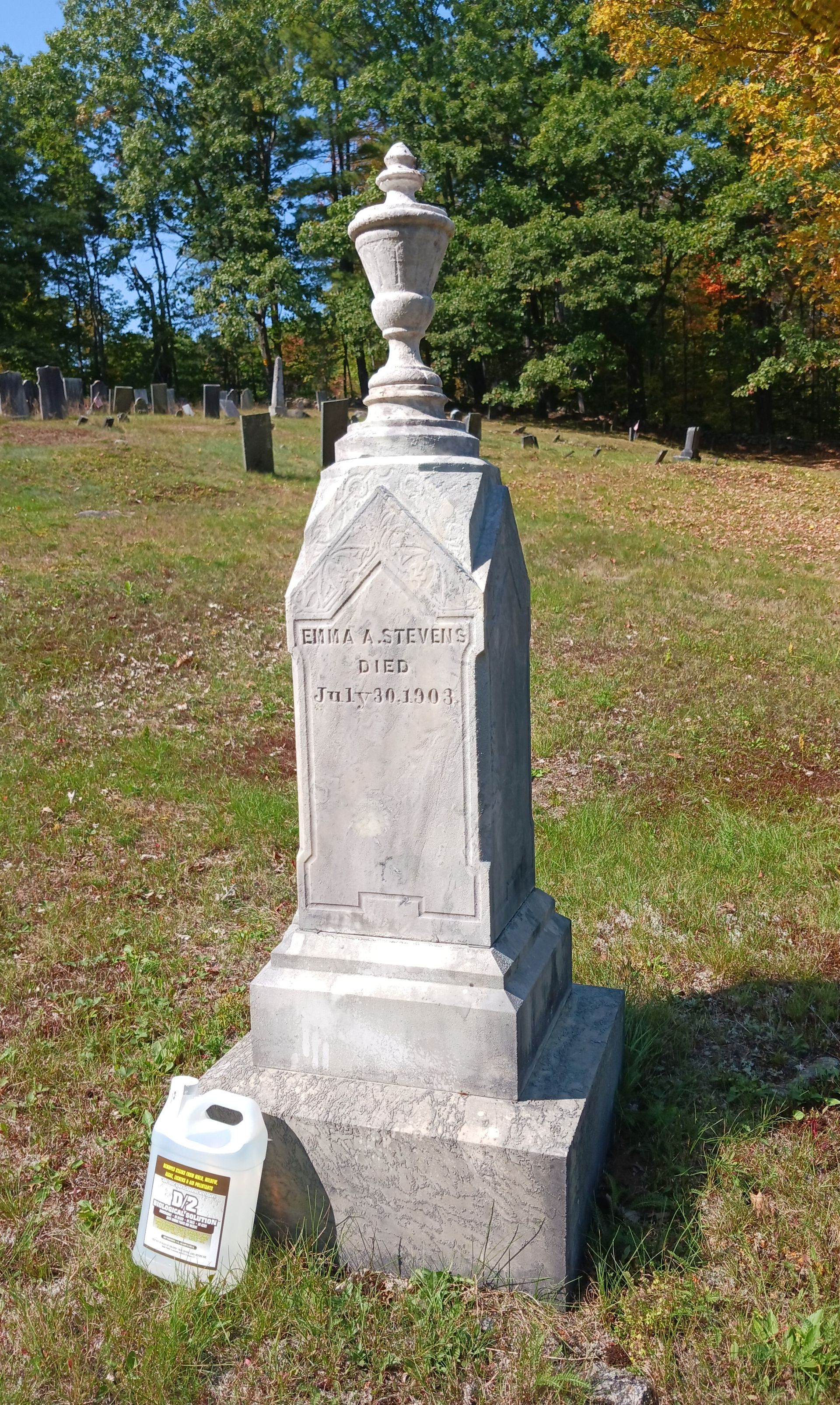 Cleaned monument with finial reattached