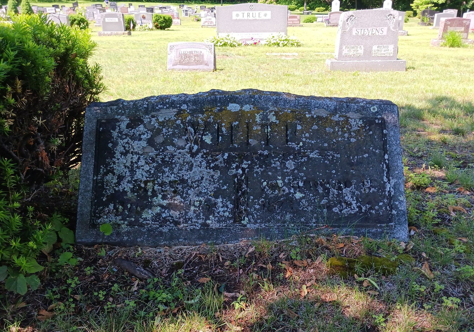 Unreadable headstone in a cemetery