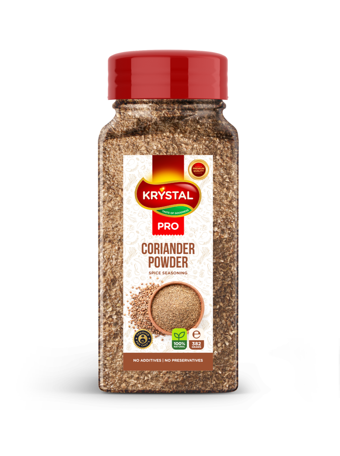 Bottle of Krystal Pro coriander powder.