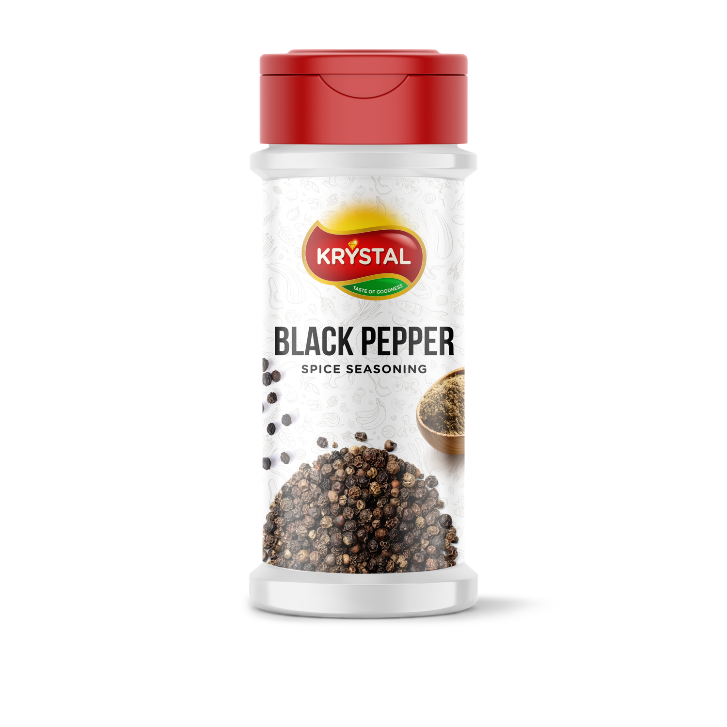 Bottle of Krystal black pepper spice.
