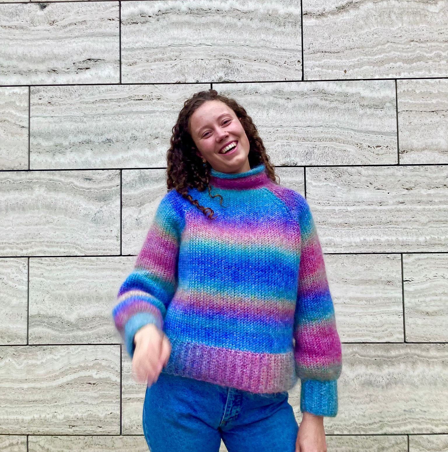 crochet rainbow sweater with mohair yarn 