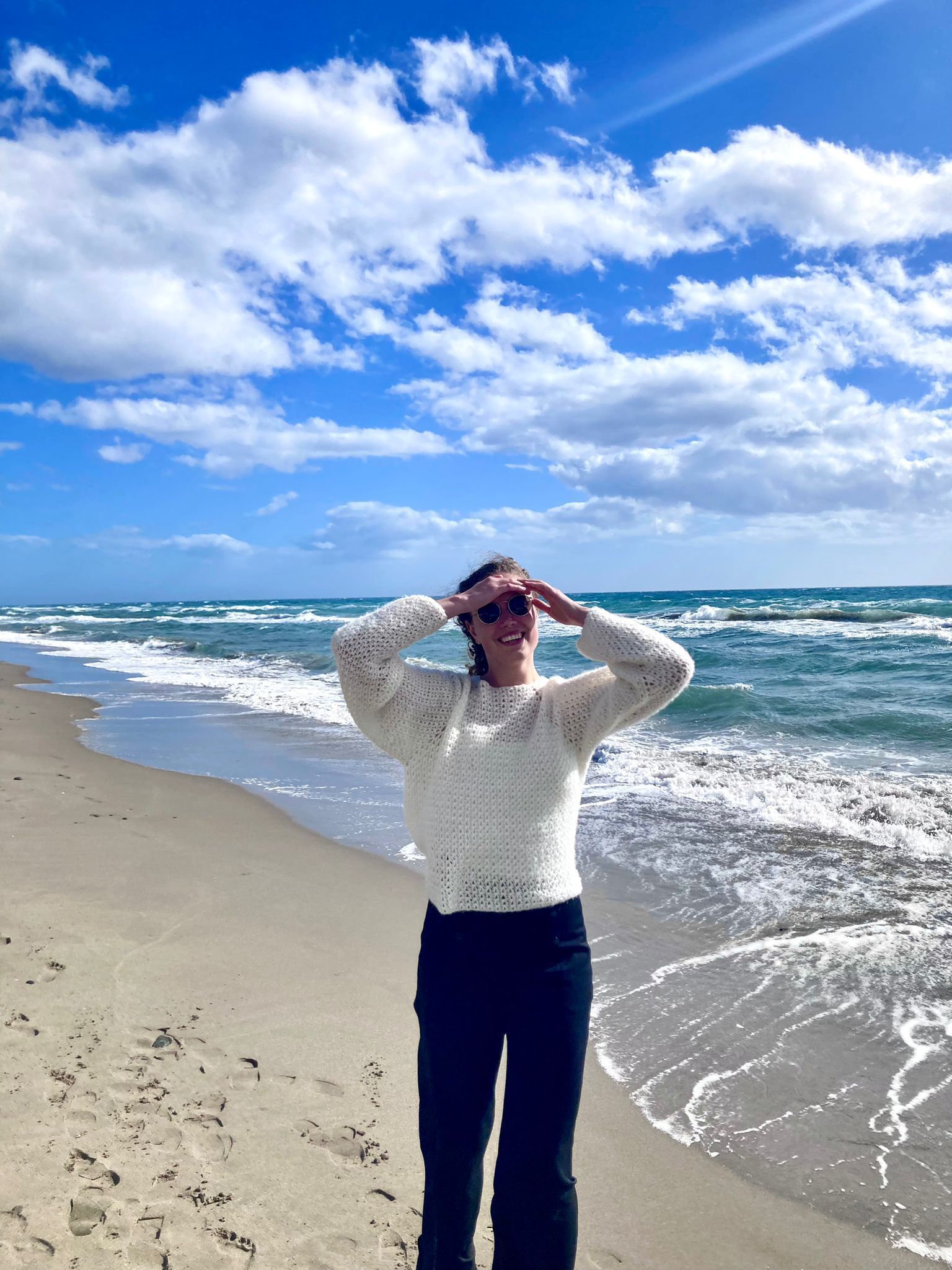 handmade white mohair crochet sweater 
