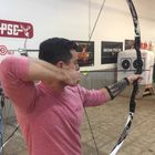 Image of a corporate team player on the indoor range at Archery Only at a corporate event 