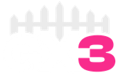 A black, white, and pink logo for GX3 Solutions, featuring a skyline, house roof, and fence, with text "BUILT TO SOLVE."
