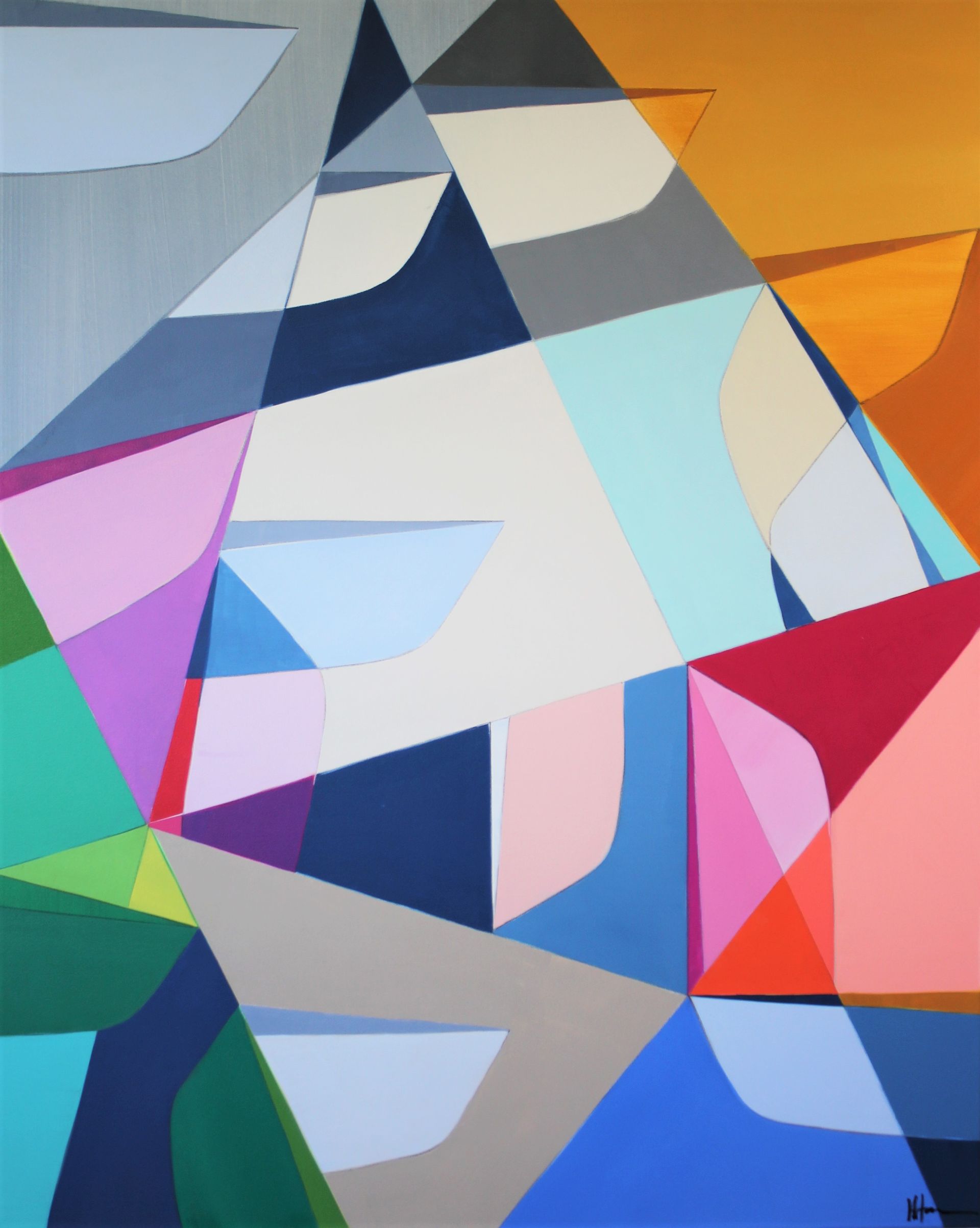 A painting with a lot of geometric shapes on it