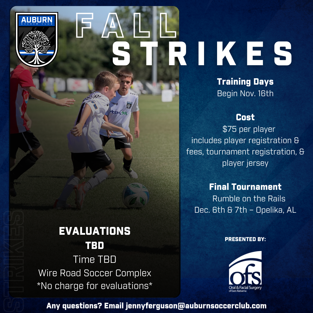 Auburn Soccer Club Fall Strikes flyer