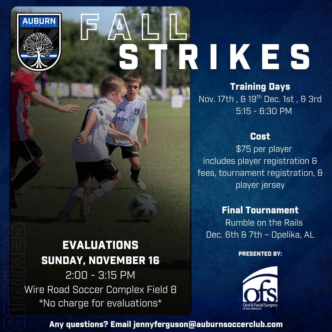 Auburn Soccer Club Fall Strikes flyer