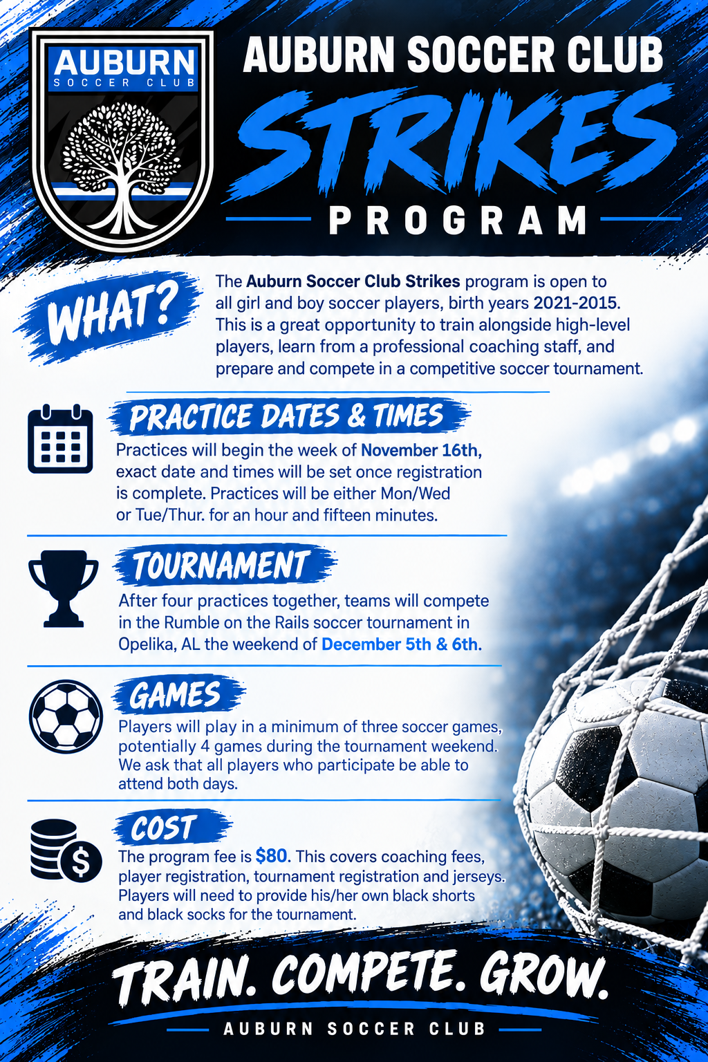 Auburn Soccer Club Strikes flyer