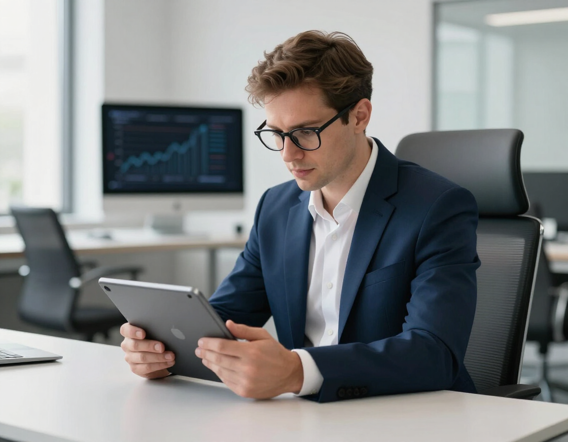 Professional accountant analyzing aged receivables data