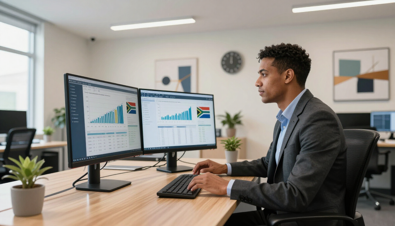 Accountant using AI debt recovery tool for business growth