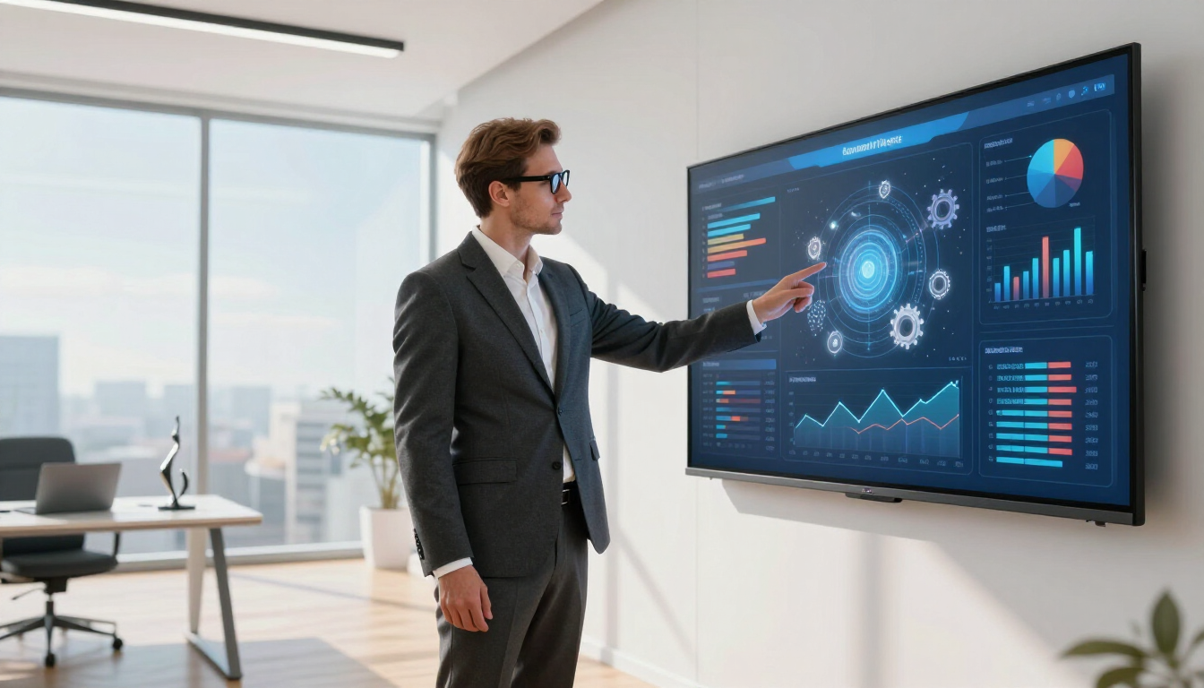 Accountant analyzing AI data