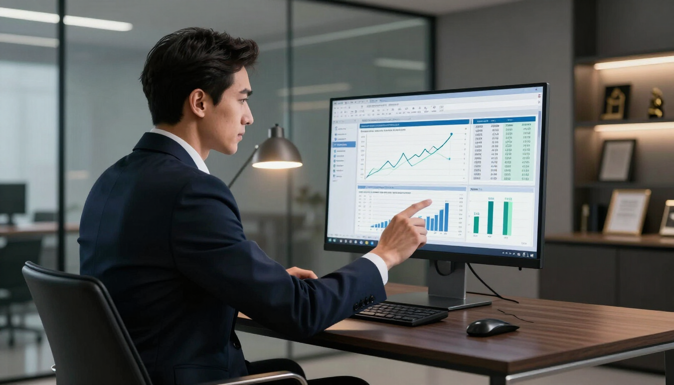 Finance Executive Analyzing Data